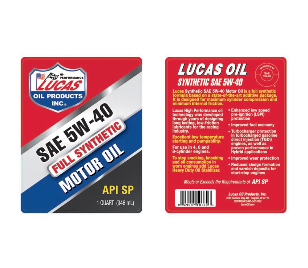 SYNTHETIC MOTOR OILS - SAE 5W-40.
